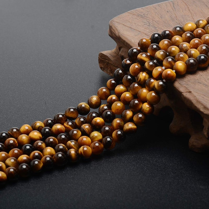 LPBeads 200Pcs Polished 6mm Round Natural Yellow Tiger Eye Gemstone Loose Beads with Stretch Cord for Jewelry Making Bracelets - Image 4